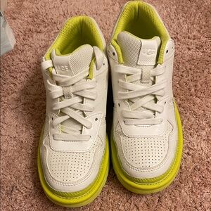 UGG Kids Sneakers in White and Neon Yellow